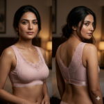 Deep V Bralette Sexy See Through Push Up Bralette Wirefree ZL20 Tea Pink