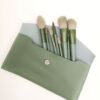 Pistachio Green 8 Piece Eye and Face Makeup Brush Set with Leather Travel Case Model 799 Professional Cosmetic Brush Kit