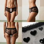 Heart print low waist seamless net panty for women