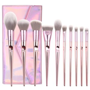 O.TWO.O Chrome Soft Fiber Makeup Brush Set Professional Foundation Contour Eyeshadow Blush Brush Kit