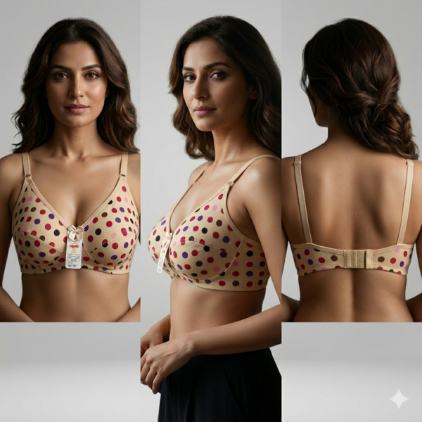 women soft cotton polka dot bra C cup skin color full coverage comfortable daily wear bra Pakistan