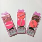 3 pcs soft round makeup puff set with ribbon strap for powder and foundation blending cosmetic sponge FP-337