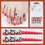 12 pcs false toe nails press on toenails with glue reusable artificial nail art design for pedicure
