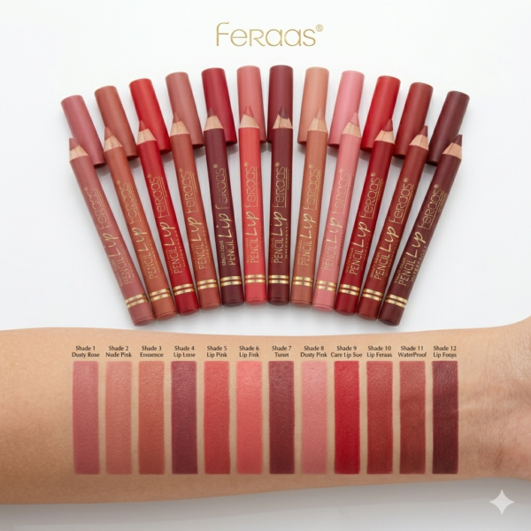 Feraas 12 pcs lip liner pencil set with different shades waterproof long lasting matte lip contour pencils