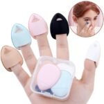 Finger puff air cushion makeup sponge set with storage box waterdrop shape mini finger applicator for foundation and concealer