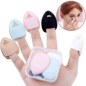 Finger puff air cushion makeup sponge set with storage box waterdrop shape mini finger applicator for foundation and concealer