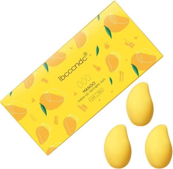 Mango shape makeup sponge set 3pcs soft beauty blender for foundation wet and dry use cosmetic puff