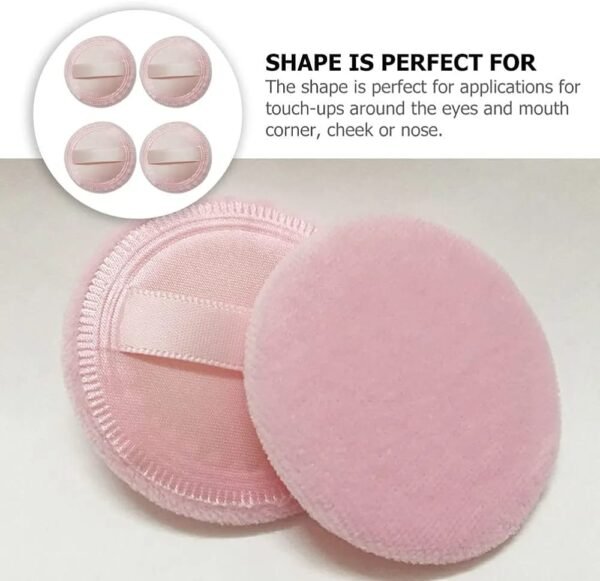 One finger velvet powder puff round satin set of 4 soft makeup puff for loose and compact powder application