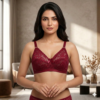 Women Net Bra Without Wire with Cotton Half Cup Lining Soft Lace Comfortable Daily Wear Bra