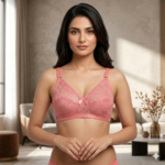 Women Net Bra Without Wire with Cotton Half Cup Lining Soft Lace Comfortable Daily Wear Bra