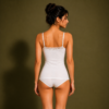 Soft blended cotton camisole tank top for women with lace neckline and adjustable straps in white, beige, black, and sand